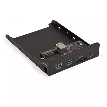 Фронтальная панель Exegate U3H-621, 3.5", 2xUSB 3.0, USB Type-C, SD, TF, черный (EX283578RUS)