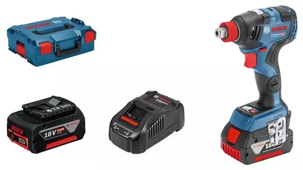 Гайковерт BOSCH GDX 18V-200 C, аккумуляторный, ударный, 200 Н·м, квадрат 1/2", 5 А·ч, Li-Ion, 18В, два аккумулятора, кейс, 1.17кг (06019G4201)