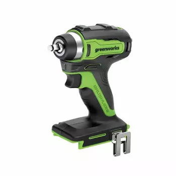 Гайковерт Greenworks GD24IW200, аккумуляторный, ударный, 200 нм, квадрат 3/8", Li-Ion, 24 В, 820 г (3803607) поставляется без аккумуляторов и зарядного устройства