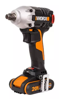 Гайковерт Worx WX272, аккумуляторный, ударный, 300 Н·м, квадрат 1/2", 2 А·ч, Li-Ion, 20В, два аккумулятора, кейс, 1.1кг