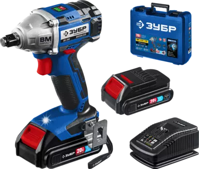 Гайковерт ЗУБР Professional GB-250-22, аккумуляторный, ударный, 280 Н·м, квадрат 1/2", 2 А·ч, Li-Ion, 20В, два аккумулятора, кейс, 3.9кг