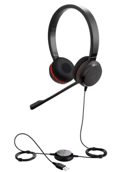 Гарнитура Jabra Evolve 30 II MS Stereo, стерео, USB, 95см, черный/красный (5399-823-309)