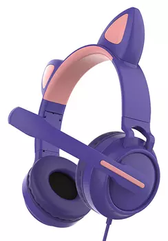 Проводная гарнитура Qumo Game Cat purple (GHS 0036), 3.5мм jack + USB, фиолетовый (33036)