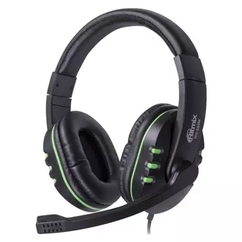 Проводная гарнитура Ritmix RH-555M, 2xJack 3.5mm, черный/зеленый
