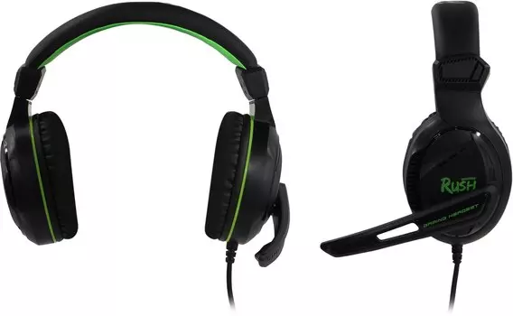Гарнитура SmartBuy RUSH BEAT'EM, 2 x jack 3.5 мм, черный/зеленый (SBHG-9610)