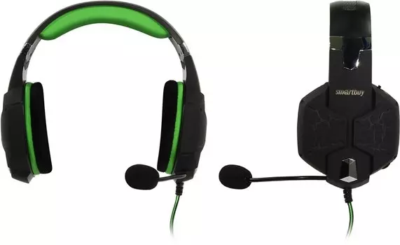 Проводная гарнитура SmartBuy RUSH TAIPAN, USB, черный/зеленый