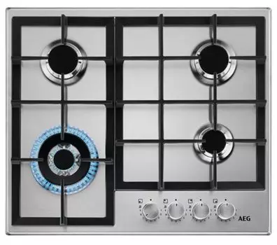 Газовая варочная панель AEG HGB64420SM, 4 конфорки, серебристый (HGB64420SM)