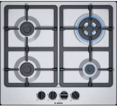 Газовая варочная панель Bosch Serie 4 PGH6B5B90, 4 конфорки, серебристый (PGH6B5B90)