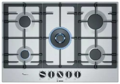 Газовая варочная панель Bosch Serie 6 PCQ7A5B90 5 конфорок, серебристая (PCQ7A5B90)