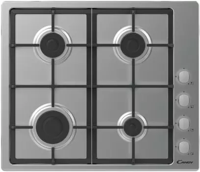 Газовая варочная панель CANDY CHG6LX 4 конфорки, серебристая (33801967)