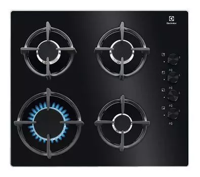 Газовая варочная панель ELECTROLUX, 4 конфорки, черный (KGG6407K)