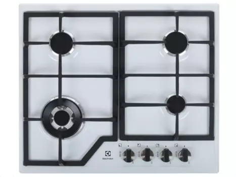 Газовая варочная панель ELECTROLUX GPE363MW 4 конфорки, белый/черный (GPE363MW)