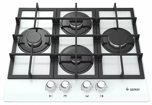 Газовая варочная панель GEFEST ПВГ 2231 К12, 4 конфорки, белая (14630001)