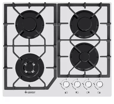Газовая варочная панель GEFEST ПВГ 2232-01 К12, 4 конфорки, белая (14672001)