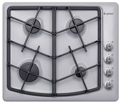 Газовая варочная панель GEFEST СГ СН 1211 К6, 4 конфорки, серебристая (14600001)