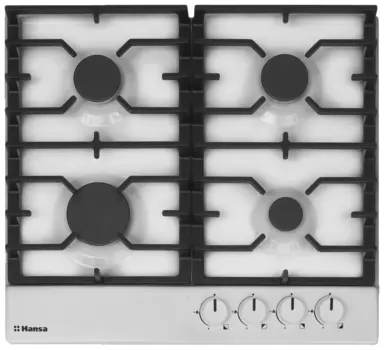 Газовая варочная панель HANSA BHGW630301 4 конфорки, белая (21070)