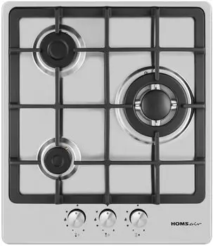 Газовая варочная панель HOMSAir HGS433TGCS 3 конфорки, серебристая (HGS433TGCS)