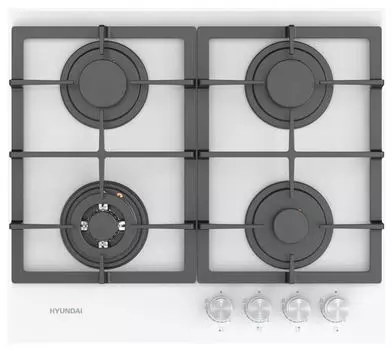 Газовая варочная панель Hyundai HHG 6434 WG 4 конфорки, белый ( HHG 6434 WG )