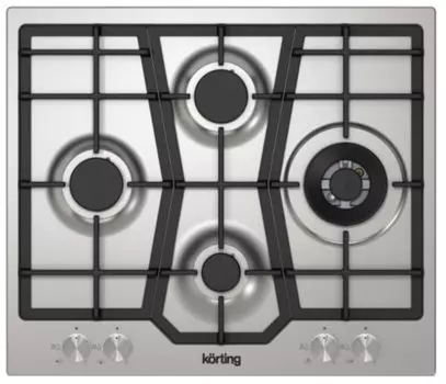 Газовая варочная панель Korting HG 631 CTX 4 конфорки, серебристая (HG 631 CTX)