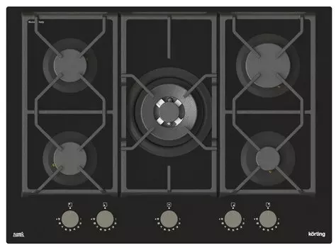 Газовая варочная панель Korting HGG 7987 CTN FLC 5 конфорок, черный (HGG 7987 CTN FLC)