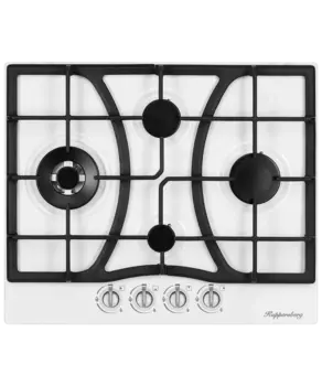 Газовая варочная панель Kuppersberg FS 604 W Silver, 4 конфорки, белая (FS 604 W Silver)