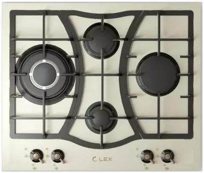 Газовая варочная панель Lex GVE 643C IV, 4 конфорки, слоновая кость (CHAO000216)