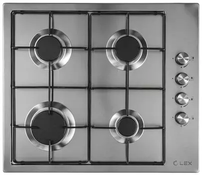 Газовая варочная панель Lex Lex GVS 644-1 IX, 4 конфорки, серебристая (Lex GVS 644-1 IX)
