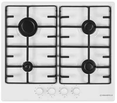 Газовая варочная панель Maunfeld EGHE.64.3EW/G, 4 конфорки, белая (EGHE.64.3EW/G)