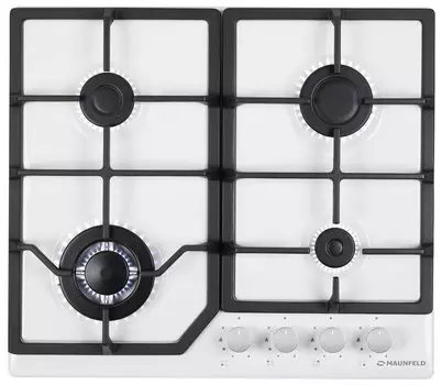 Газовая варочная панель Maunfeld EGHE.64.43CW/G, 4 конфорки, белая (EGHE.64.43CW/G)