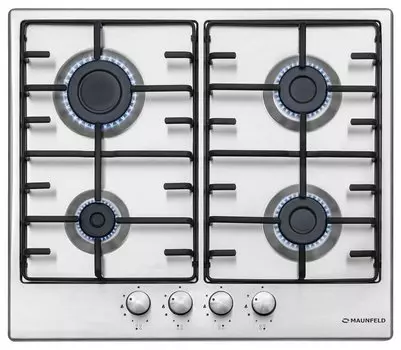 Газовая варочная панель Maunfeld EGHS.64.3ES 4 конфорки, серебристая (EGHS.64.3ES)