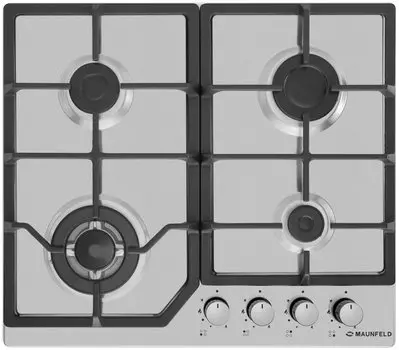 Газовая варочная панель Maunfeld EGHS.64.43CS/G 4 конфорки, серебристая (EGHS.64.43CS/G)
