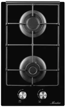Газовая варочная панель Monsher MHG 33 BG, 2 конфорки, черный (MHG 33 BG)