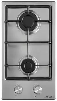 Газовая варочная панель Monsher MHG 33 X, 2 конфорки, серебристая (MHG 33 X)