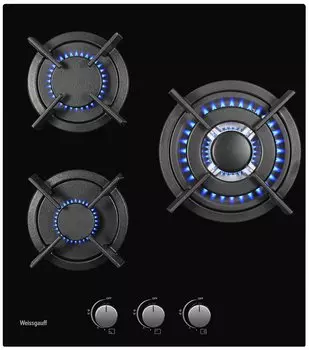 Газовая варочная панель Weissgauff HGG 451 BGh 3 конфорки, черный ( HGG 451 BGh )