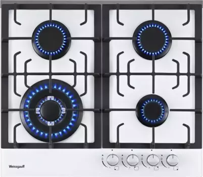 Газовая варочная панель WEISSGAUFF HGG 641 WV, 4 конфорки, белая (381353)