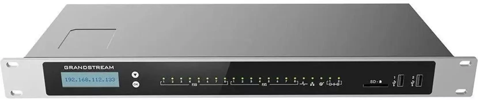 Гибридная цифровая АТС Grandstream UCM6308A, цифровых внутренних линий 8, 1500 абонентов, WAN: 1x1 Гбит/с, LAN: 1x1 Гбит/с, черный (UCM6308A)