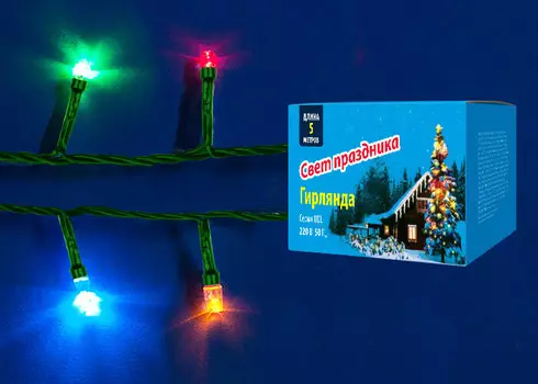 Гирлянда UNIEL светодиодная, ламп: 50шт., 5м, разноцветный (UL-00002389)