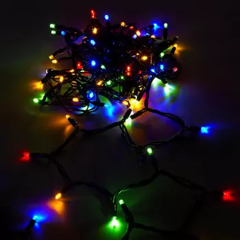 Гирлянда Золотая сказка светодиодная нить, ламп: 100шт., 10м, режимов: 1, разноцветный (591297)