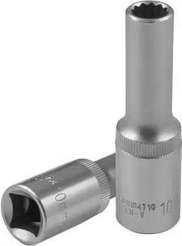 Головка торцевая Jonnesway, глубокая, шестигранная, 10мм, 1/2", высота 76мм (S04HD4710)