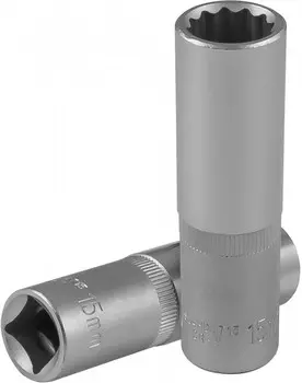Головка торцевая Jonnesway, глубокая, шестигранная, 15мм, 1/2", высота 76мм (S04HD4715)