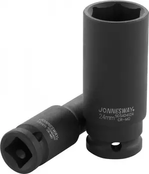 Головка торцевая Jonnesway, глубокая, ударная, шестигранная, 15мм, 1/2", высота 78мм (S03AD4115)