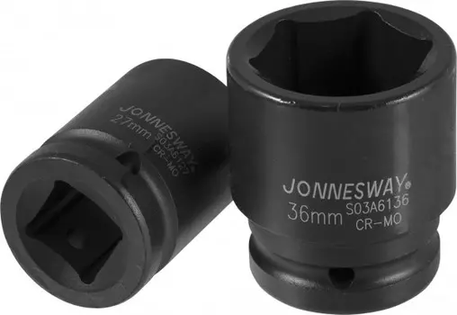 Головка торцевая Jonnesway, ударная, шестигранная, 22мм, 3/4, высота 51мм (S03A6122)