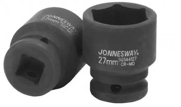 Головка торцевая Jonnesway, ударная, шестигранная, 27мм, 1/2", высота 38мм (S03A4127)