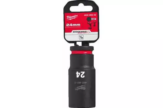 Головка торцевая Milwaukee Shockwave 4932480342, глубокая, ударная, шестигранная, 2.4 см, 1/2" (4932480342)