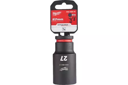 Головка торцевая Milwaukee Shockwave 4932480345, глубокая, ударная, шестигранная, 2.7 см, 1/2" (4932480345)