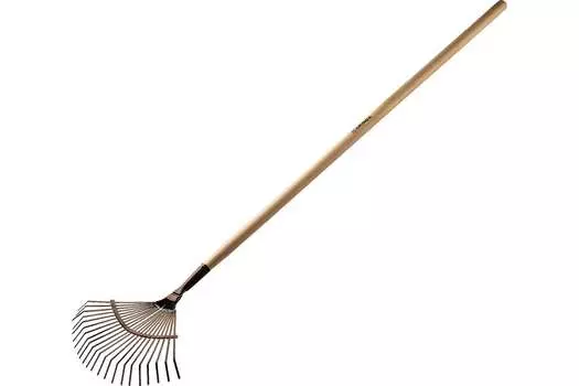 Грабли GRINDA, веерные, 44 см, 22 зубов, с черенком, материал черенка: дерево (39593)