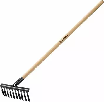 Грабли GRINDA, витые, 32 см, 10 зубов, с черенком, материал черенка: дерево (39581-10)