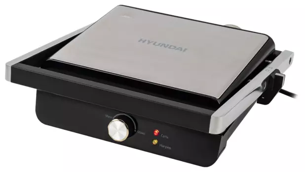 Гриль Hyundai HYG-2044 2 кВт, серебристый/черный (HYG-2044)