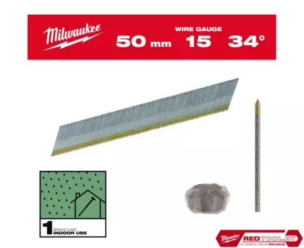 Гвозди финишные Milwaukee, 15G, сечение: 1.8, длина: 50 мм (4932492577) 2500 шт.