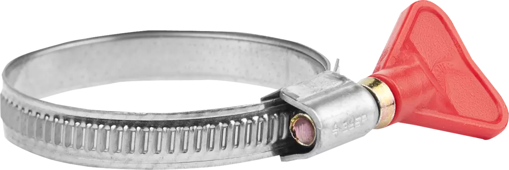 Хомут, нерж. сталь "Бабочка" ЗУБР, 9 мм, 2 шт., накатная лента, ширина 9 мм, диаметр 35-50 мм, 2 шт. (пакет), сталь/красный (37835-35-50)